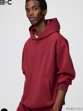 Uniqlo Men's Hooded Pullover Sweatshirt - Deep Red, Brand NEW